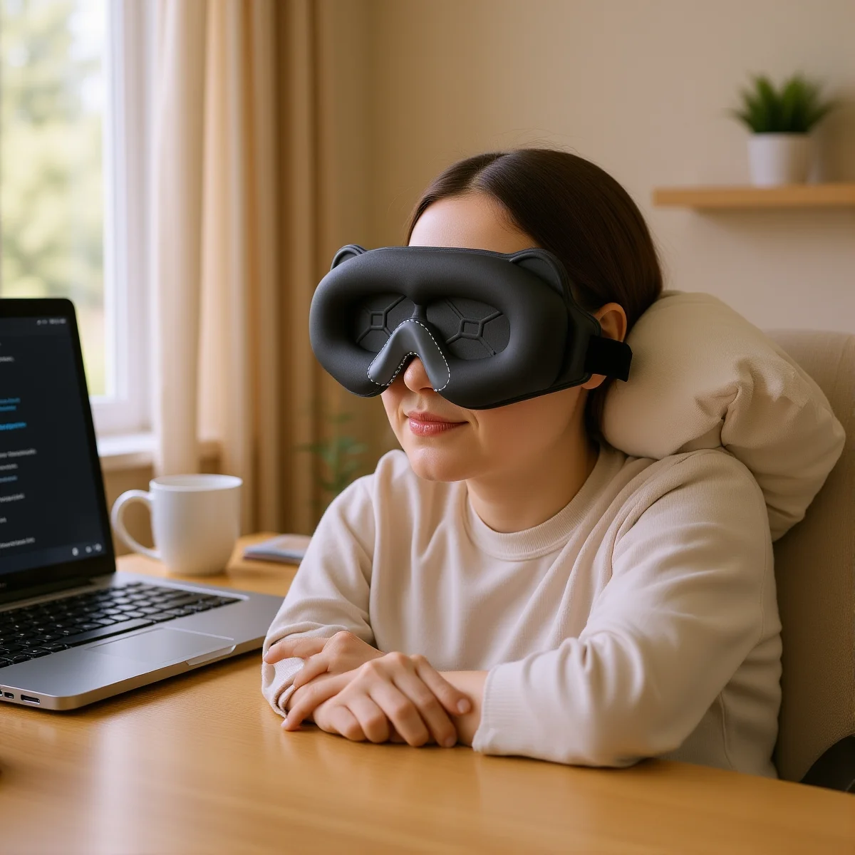 3D Contoured Memory Foam Sleep Mask - Ultra-Comfort & Light Blocking for Relaxation and Travel