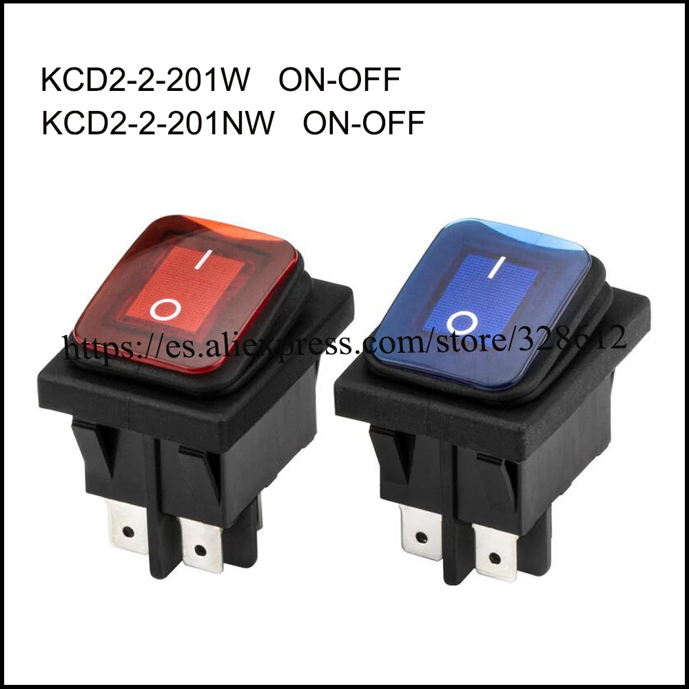 Interruptor de Quatro On-fora com Interruptor Impermeável do Interruptor do Barco de Kcd2-2-201nw 250v do Interruptor de Botão Quadrado Impermeável Claro Pés 16a 2 do barco de KCD2-2-201NW on-fora com interruptor