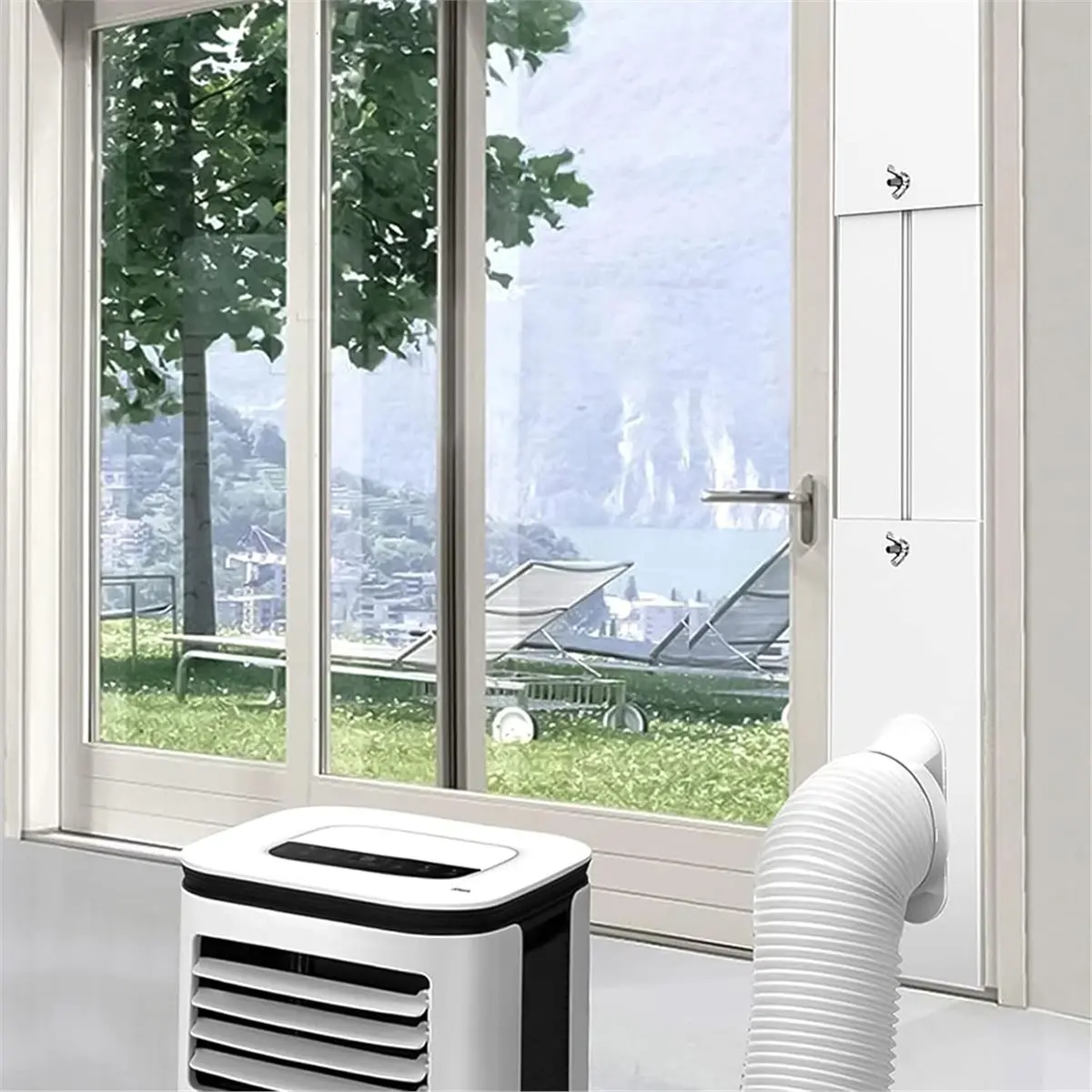 (MEOF) 휴대용 에어컨 창문 키트, 2-in-1 범용 창문 씰, 이동식 에어컨 창문 통풍구 씰 키트