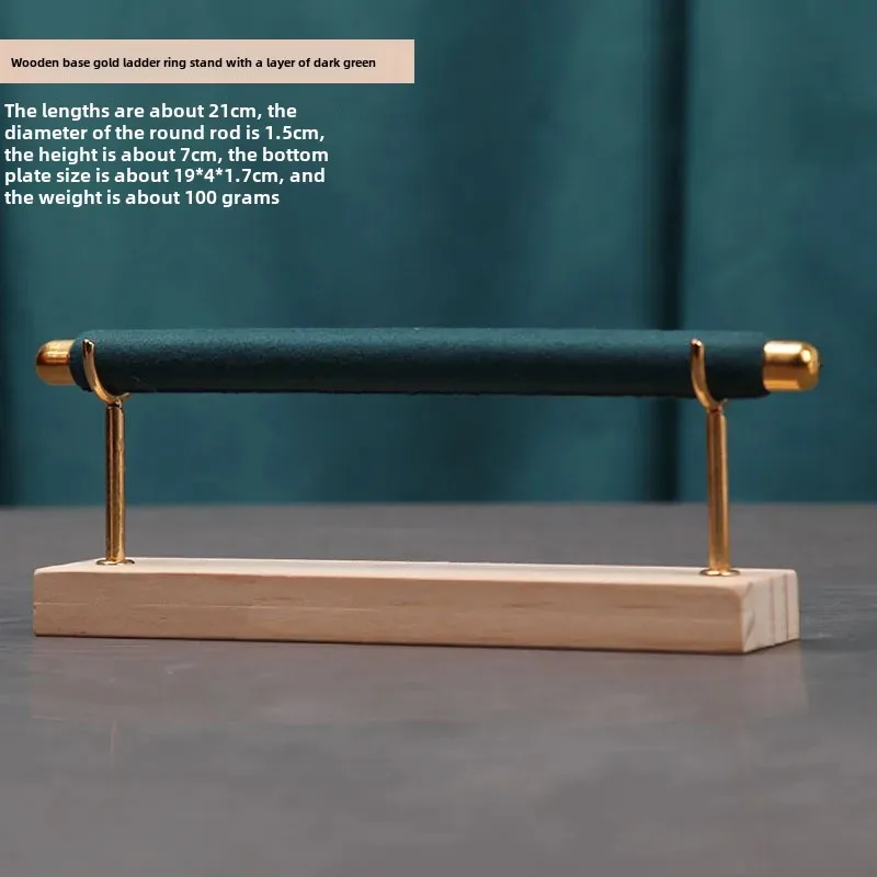 Elegant Wooden Ring Display Stand with Multi-Layer Sponge Holder and Detachable Metal Frame