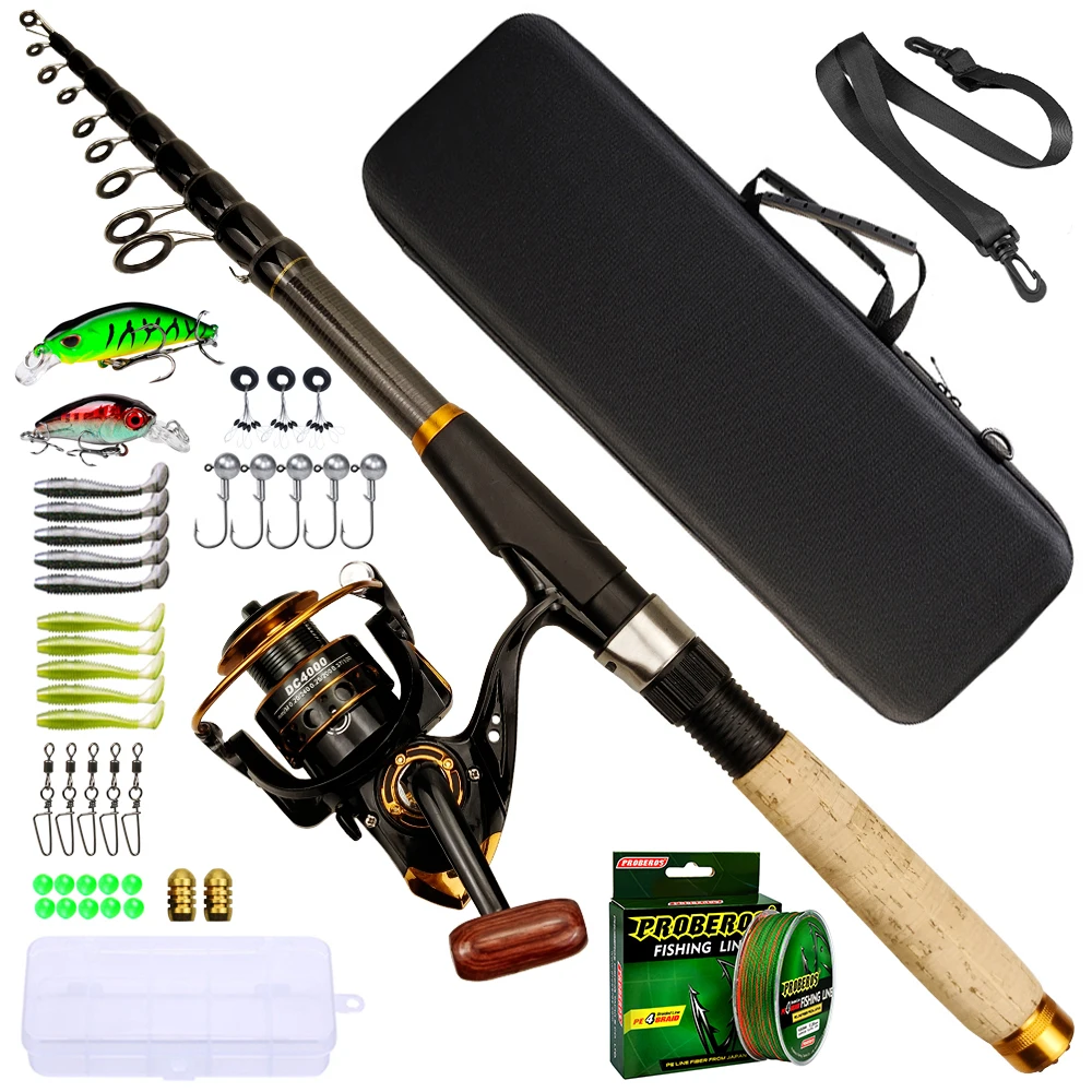 Fishing Rod and Reel Combo 1.8m-3.6m Carbon Fiber Max Pull 3.5kg