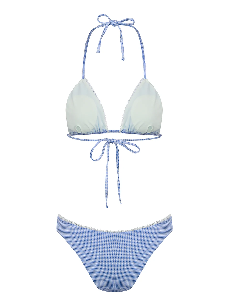 Stylish Floral Print One Shoulder Ruffle Trim High Waisted Bikini Set Trendy Swimsuits Beachwear for Women Summer