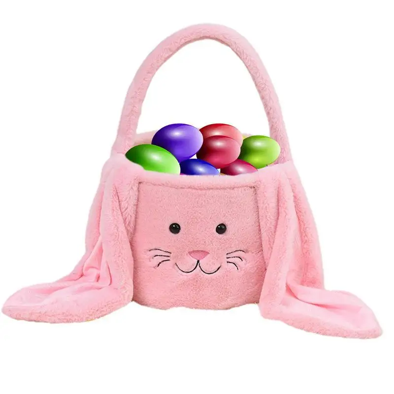 

Plush Easter Bunny Basket Rabbit Easter Buckets With Long Plush Ears Soft Toy Pouch For Egg Hunt Games Parties Descorations
