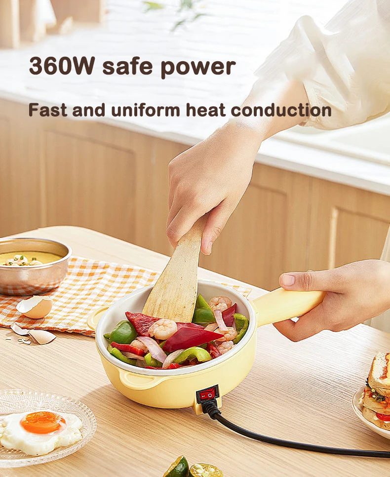 Mini Electric Frying Pan Multifunctional Egg Omelette Cooker Eggs Boiler Food Steamer Breakfast Pancake Fried Steak Heater Pot