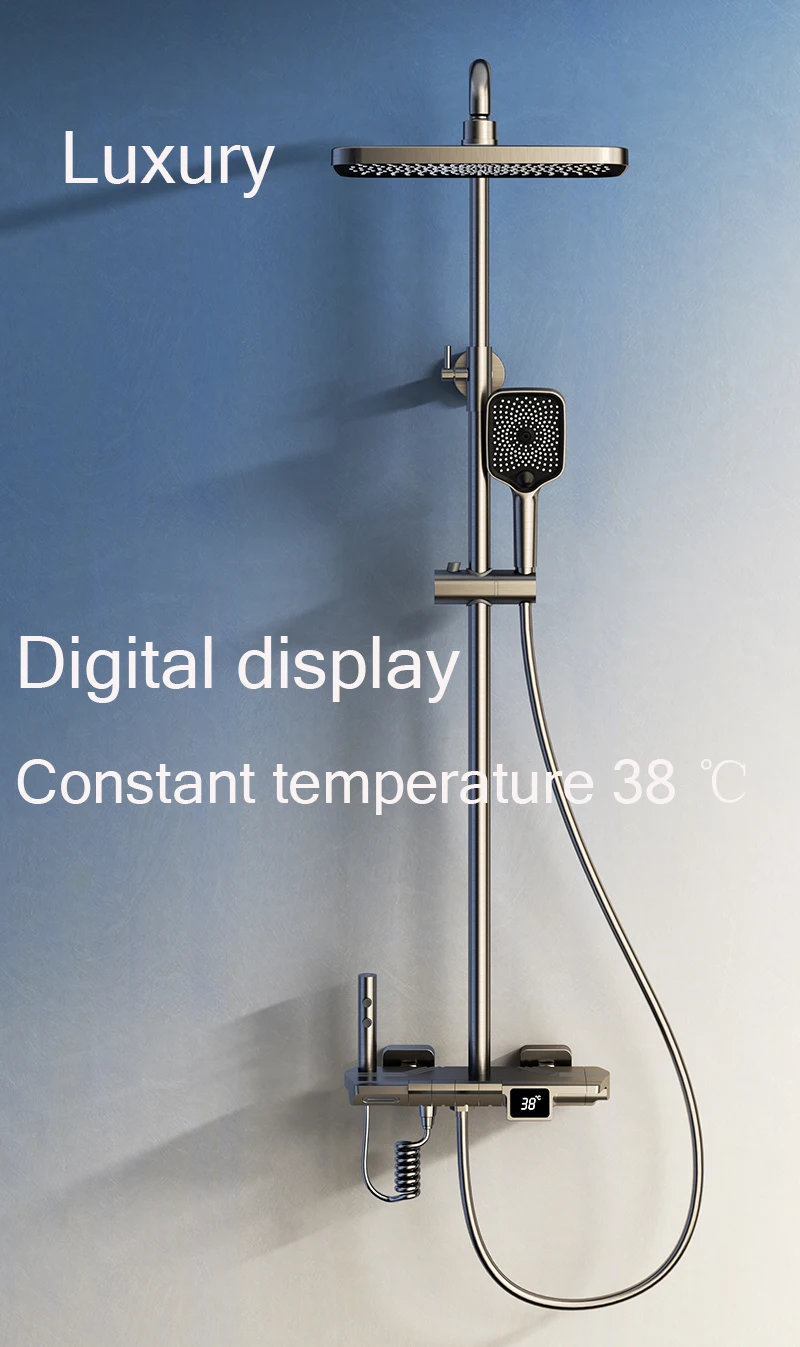 Description Picture 2 of itemLED Digital Shower System Bathroom Thermostatic Shower Set Bathtub Wall Mount SPA Rainfall Bath Faucet Modern Luxury Faucets Set