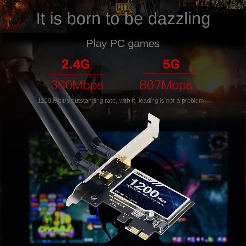듀얼 밴드 무선 NIC PCIE 데스크톱 블루투스 와이파이 리시버, 기가비트 5G, AC1200