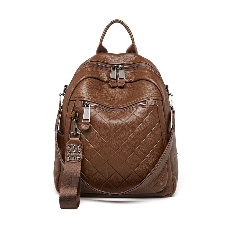 ZOOLER First Layer Genuine Leather Backpack Designed  Plaid Large Capacity Backpack School Bags College Girl Hot#SC1703