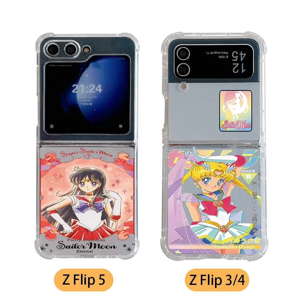 Samsung Galaxy Z Flip Sailor Moon Clear Phone Case Cute Magic Girl