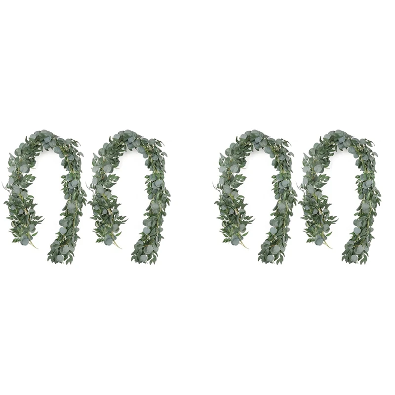 

Artificial Eucalyptus Garland With Willow Vines, 4 Packs 6.5 Feet Eucalyptus Garland Greenery, Silver Dollar Eucalyptus