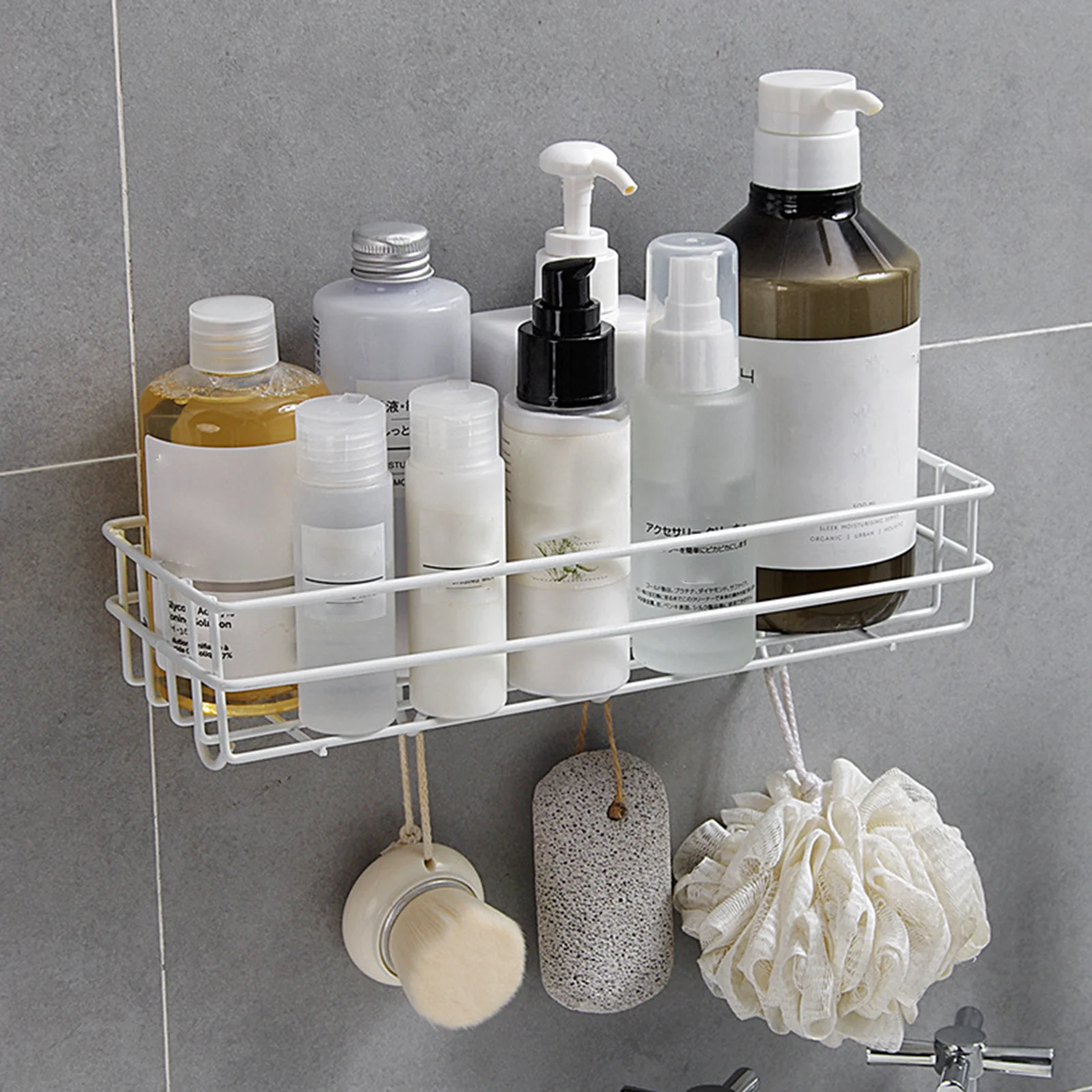 Wall mounted Bathroom Shelf Organizer Iron Shampoo Holder Shower Caddy