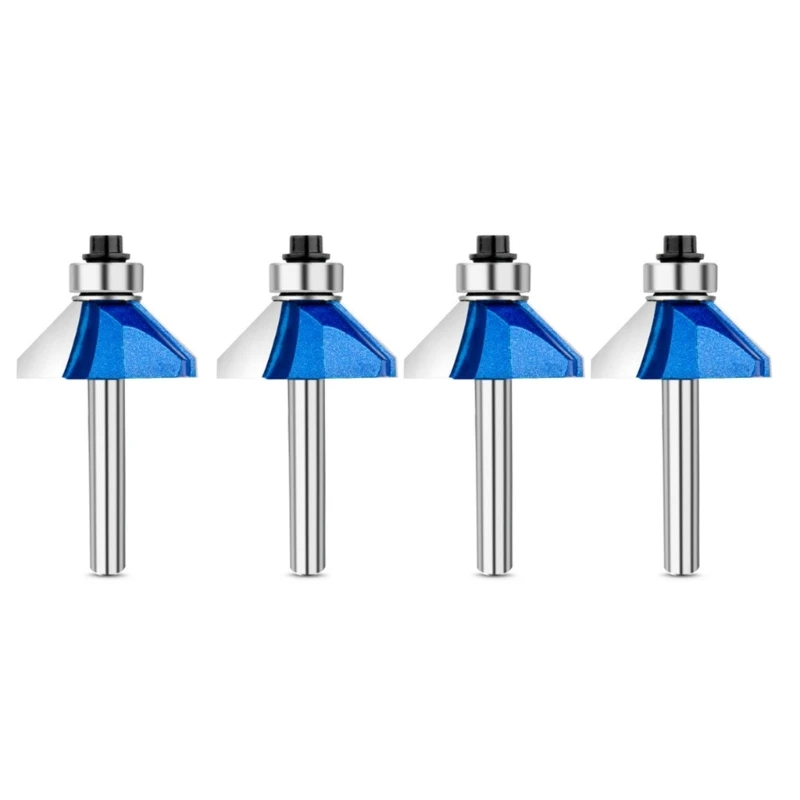 

4pc Woodworking Tools 45° Bevel Cutter Chamfer Router Bit Set 1/4"/1/2" shank