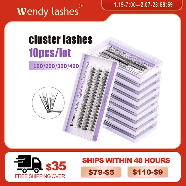 Wendy Lashes 10/20pcs/Lot Cluster lashes 3 Rows 10D/20D/30D/40D Bundles Natural Style Individual Eyelashes Handmade Supplier
