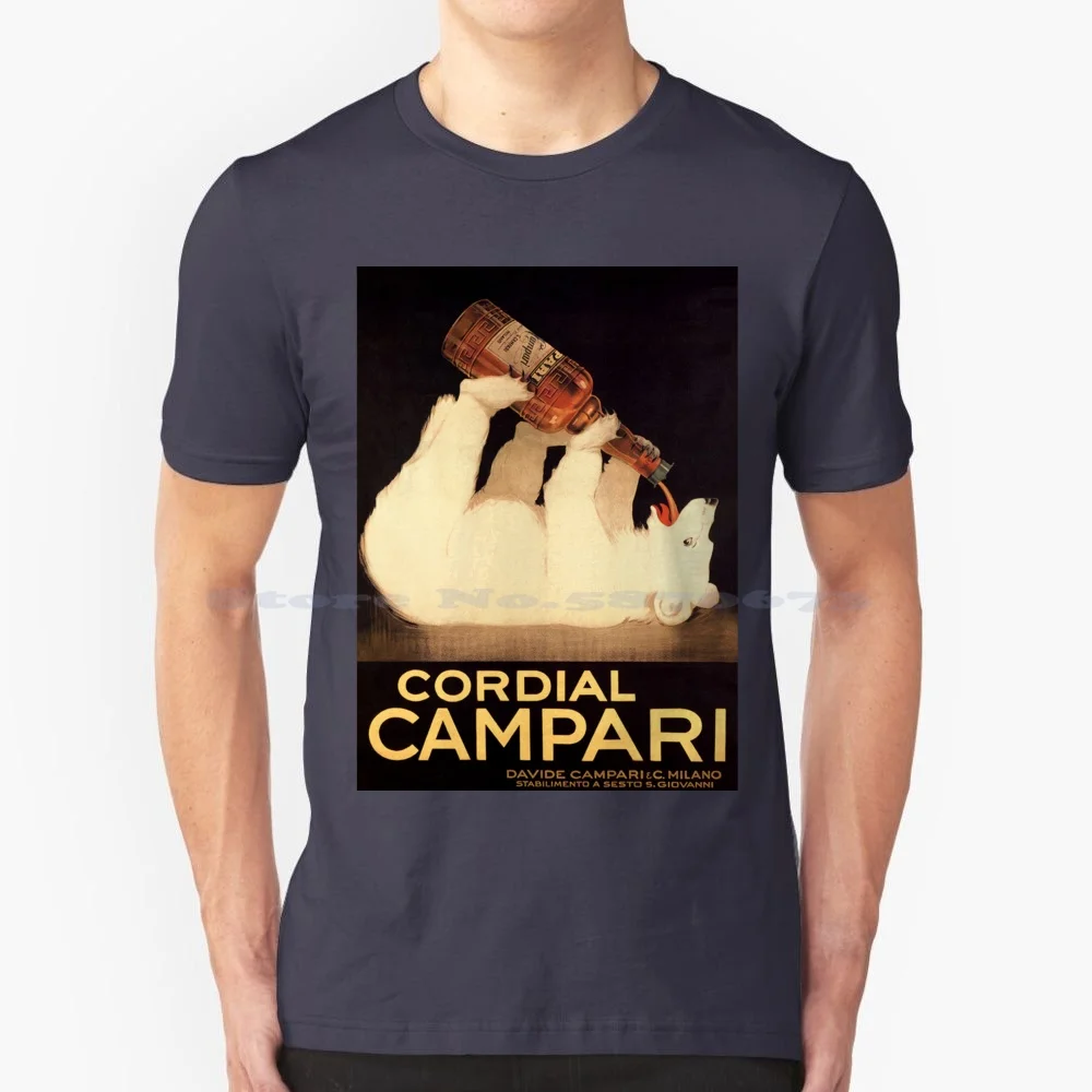 Orso Polare, Campari, Maglietta Da Parete Vintage Bar 100% Cotone Tee Vintage Home Bar Antico Divertente Orsetto Polare Animale Divertente