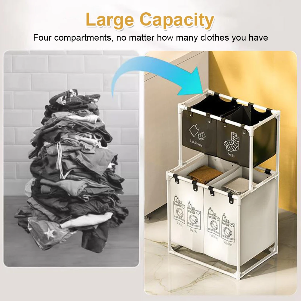 Laundry Sorter Basket Laundry Storage Hamper 2/3 Layer Dirty Clothes Hamper Waterproof Sorter Organizer for Home Dorm