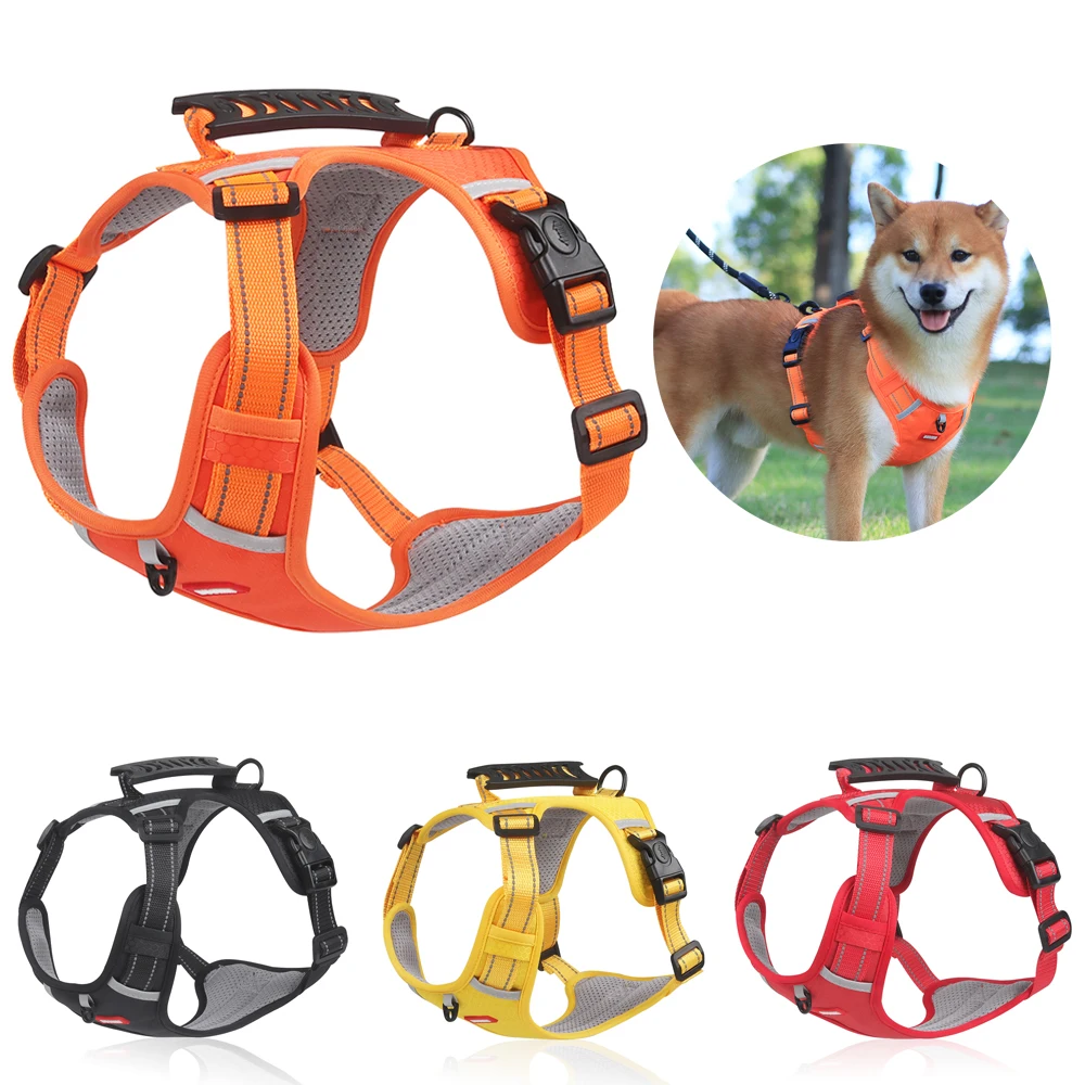 

No Pull Large Dog Harness Adjustable Reflective Vest Harnesses For Small Medium Dogs Outdoor Travel French Bulldog Accessories