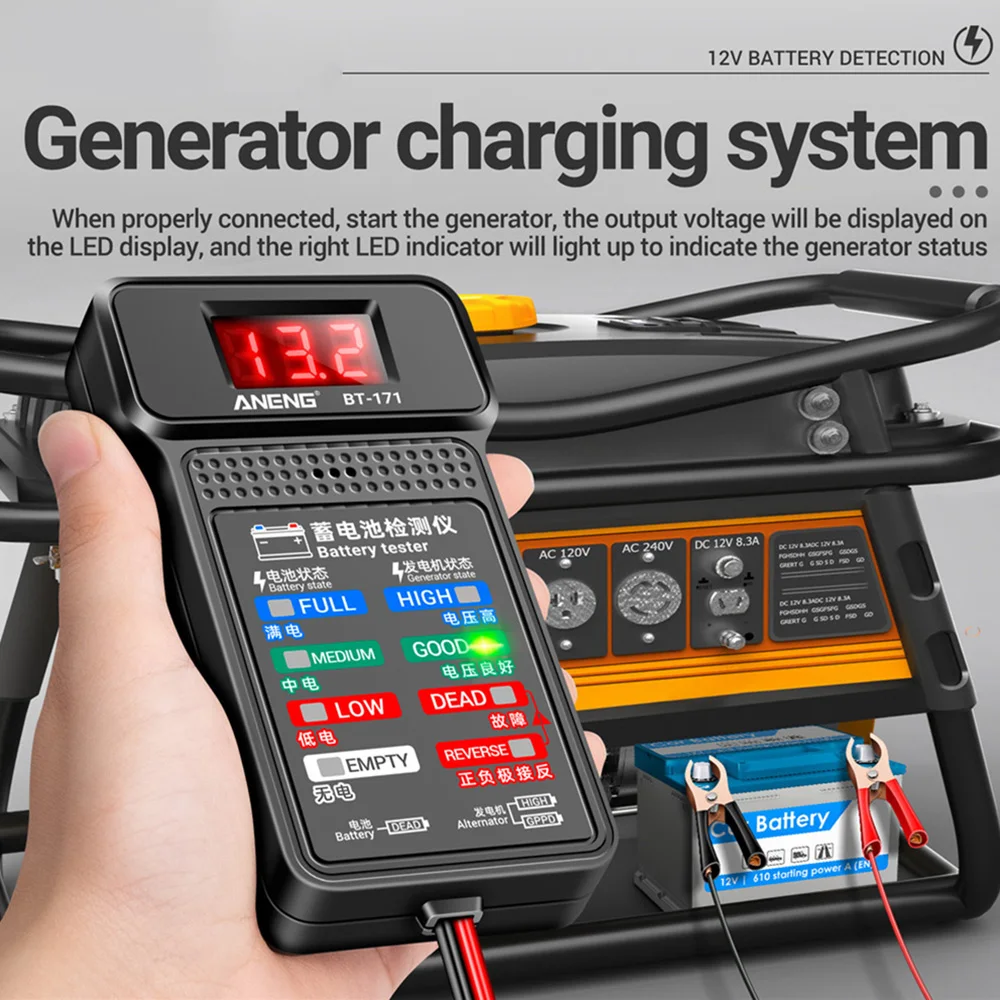 Description Picture 5 of itemANENG BT-171 12V Multifunctional Battery Testers Auto Repair Industry Detection with LED Reverse Display Screen Electrician Tool