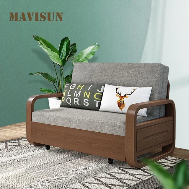 Sofa Bed Solid Wood Living Room Multifunctional Folding Small Family Single  Double Sitting Office Study Telescopic Bed - AliExpress