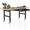 60'' Adjustable Workbench, Metal Work Bench Table with Wheels and Power Outlet, Rolling Workbench with Drawers, Large Load Capac 2