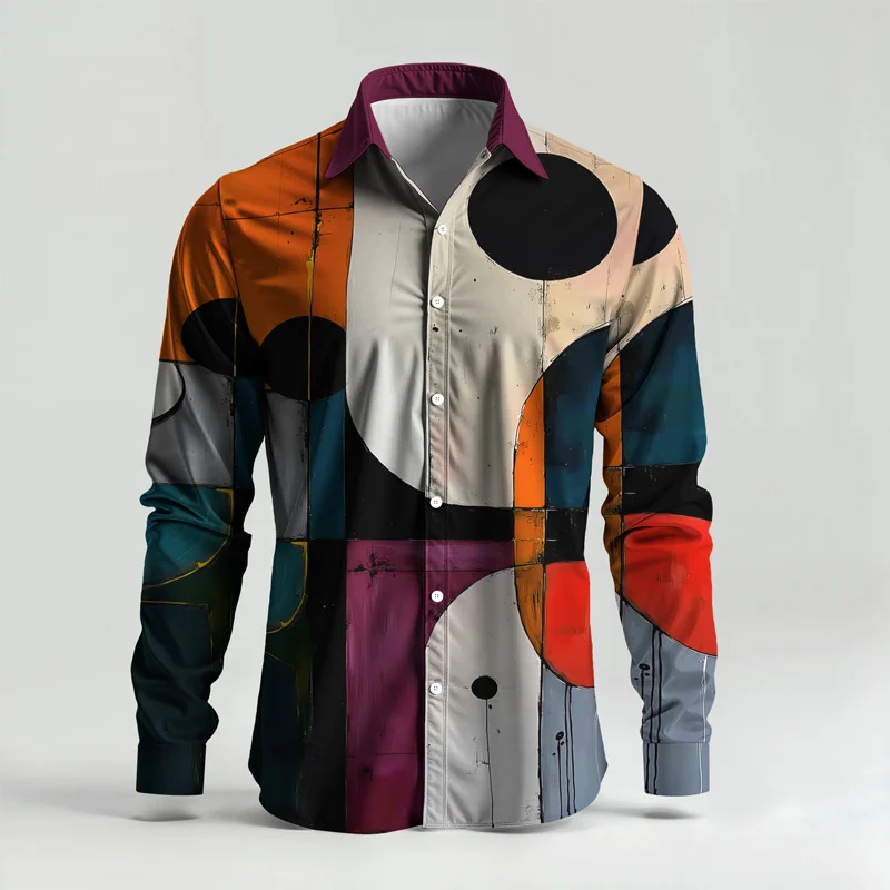 2025 Spring Summer Men Shirt Set Brand Print Fashion Simple Two Piece Set Mens Luxury Lightweight Party Long Sleeves Suit Casual_voghion.com