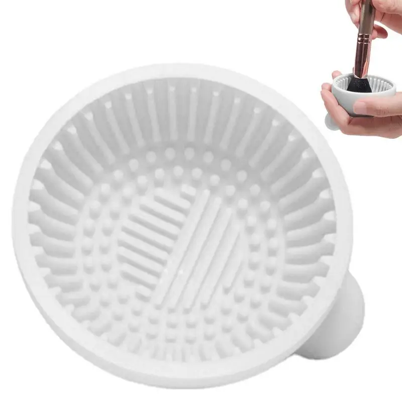 

Small Makeup Brush Cleaner Bowl Makeup Brush Washer Mat Partition Raised Texture Silicone Brushes Cleaner Hemispherical Shape