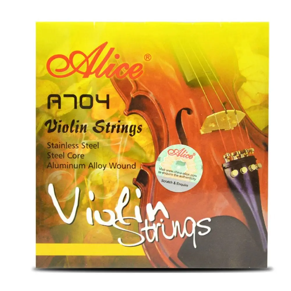

1 Set 4/4 3/4 1/2 1/4 1/8 A704 Violin Strings Replacement Steel-core Alloy Alice Strings Nickel String Winding Fiddle String