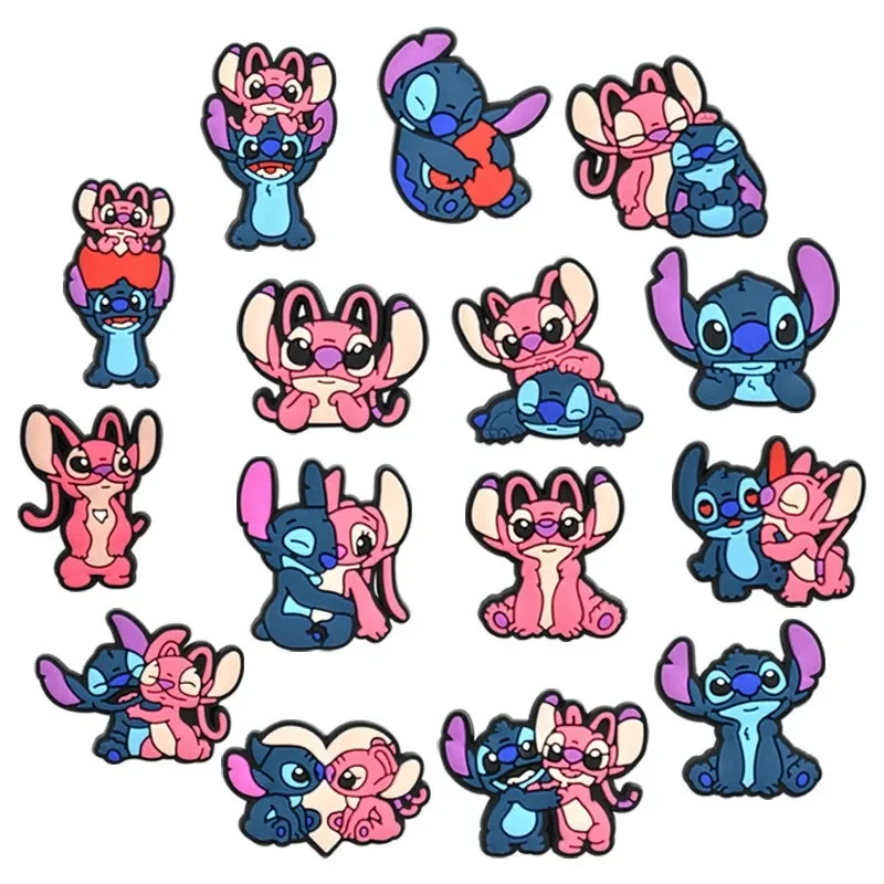 Shoe Charms 8-22Pcs Disney Stitch Shoe Charms Cartoon DIY Shoes Accessories For Clogs Sandals Decorations Kids X-mas Gifts MINISO