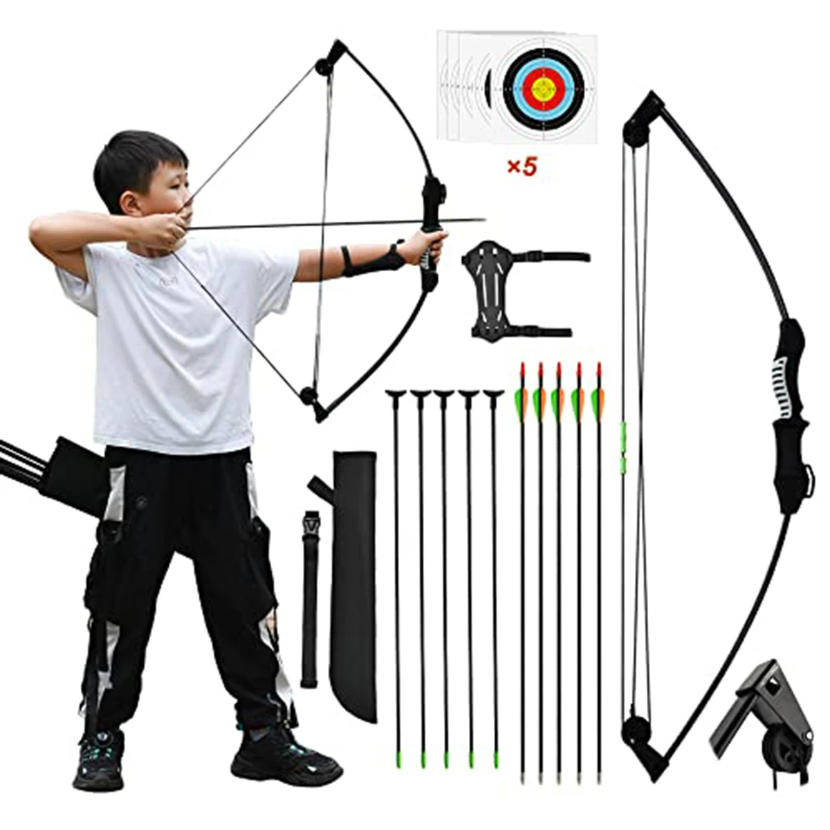 Archery Bow And Arrow Sets For Kids Adult Practice Fiberglass Bow