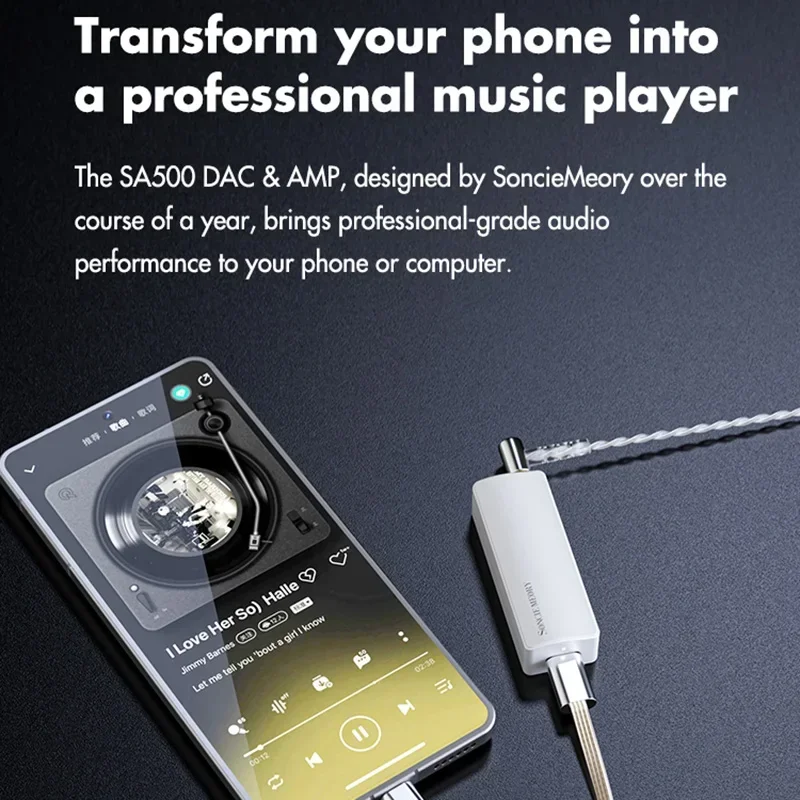 SoncieMeory SA500 Decoder Portable USB DAC AMP Headphone amplifier Dual DAC chip AMP 32bit/384kHz DSD256 TYPE-C to 3.5mm 4.4mm
