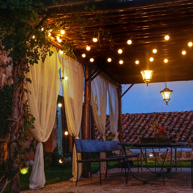 firefly string lights Outdoor Patio String Light 25/30FT Garland Lights Festoon G40 Globe Bulb Fairy String Light Birthday Party Garden Backyard Decor hanging fairy lights