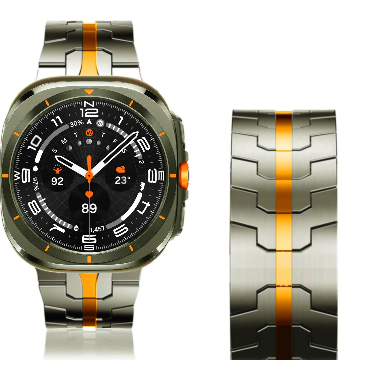 Luxury Stainless Steel Butterfly Buckle Watch Strap - Metal Armor Design