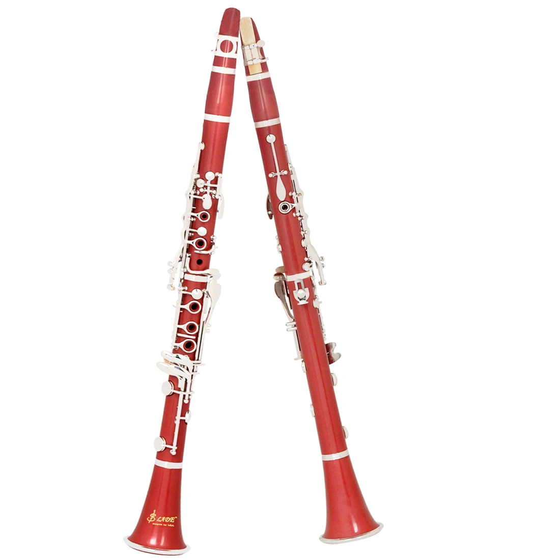 Red Bb Clarinet B-flat Beginner Student Clarinet for School Orchestras Adults with Hard Shell Cleaning Kit Bracket Gloves Parts