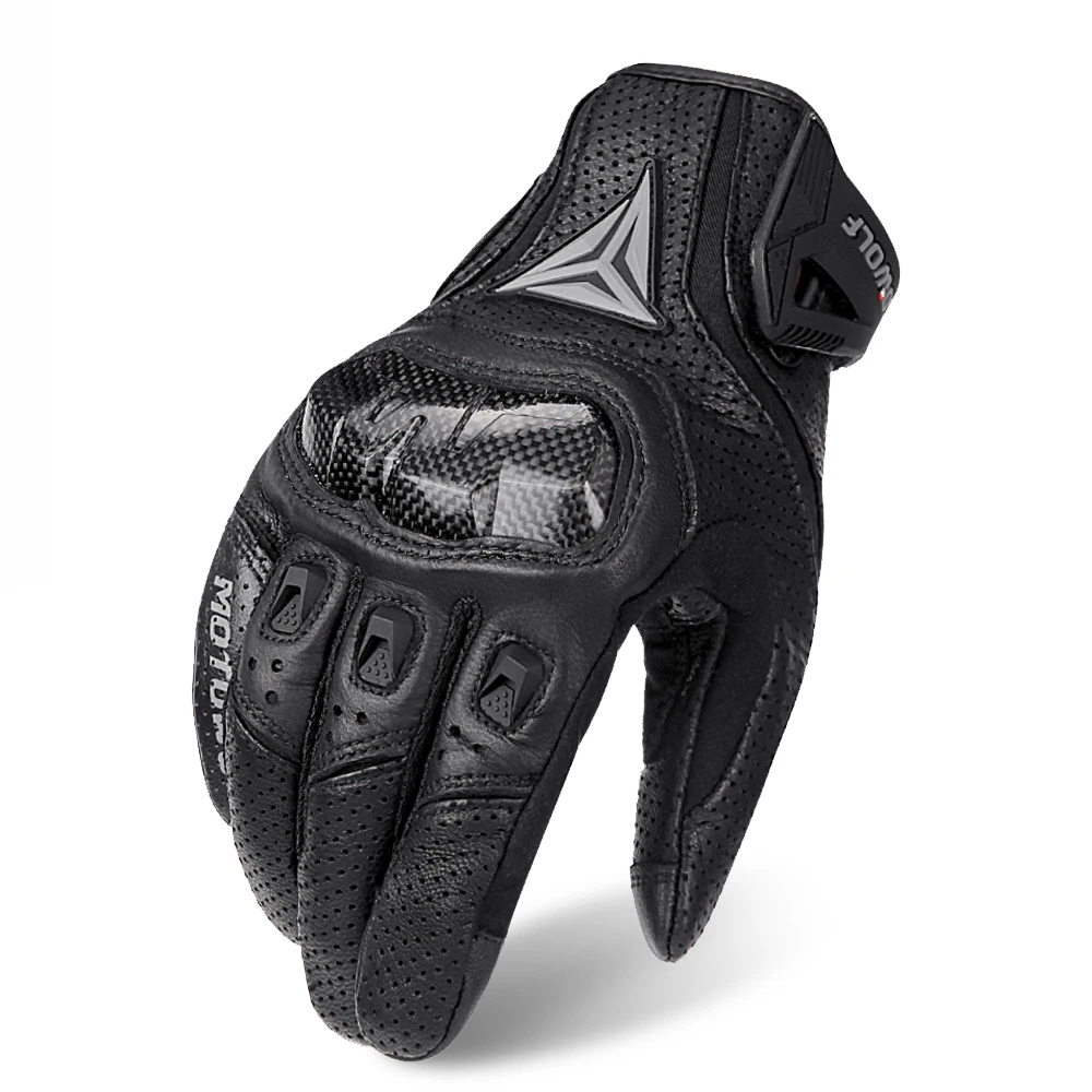 Men's Breathable Leather Touchscreen Motorcycle Gloves - Windproof, Warm Riding Gloves