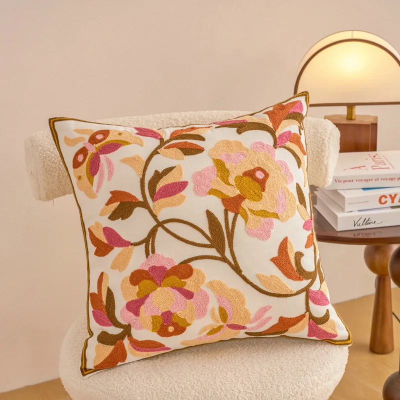 Embroidered Countryside Floral Cushion Covers