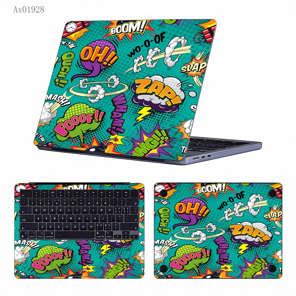 팝아트 코믹 노트북 스킨 세트 2개, 13-17인치 노트북용 맞춤형 보호 스티커, 자가 접착식 PC 데칼