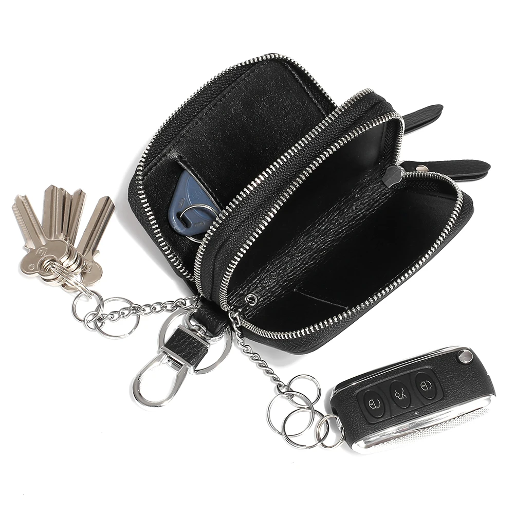 Double car keys package men receive leather cowhide large capacity of foreign trade contracted household female general key pack