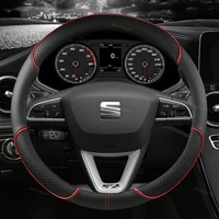Car Steering Wheel Cover Microfiber Leather 38cm Non-Slip For Seat Tarraco Arona Ateca Ibiza Toledo Mii Leon Arosa Exeo ST FR 1