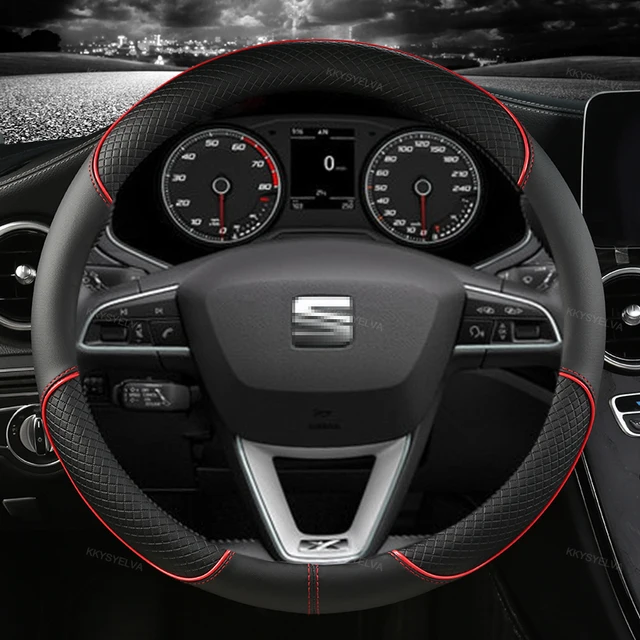 Car Steering Wheel Cover Microfiber Leather 38cm Non-Slip For Seat Tarraco Arona Ateca Ibiza Toledo Mii Leon Arosa Exeo ST FR 1