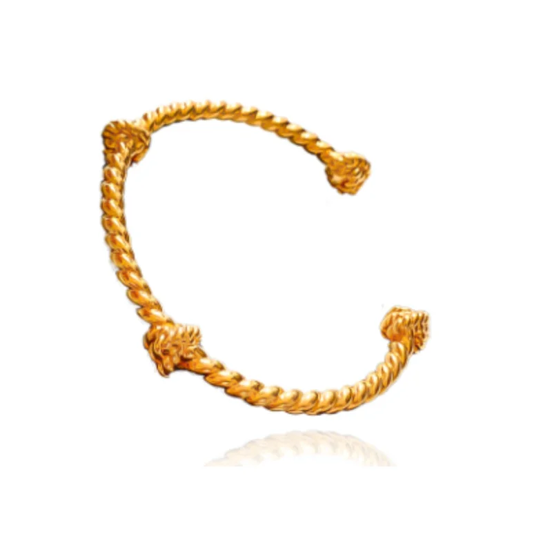 Vintage Fried Dough Twists Knot Open Bracele for Women Luxury Design Exquisite Fashion Accessories Jewelry Gift