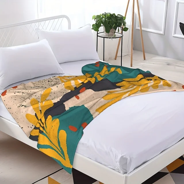 Abstract Plant Flannel Blanket 5