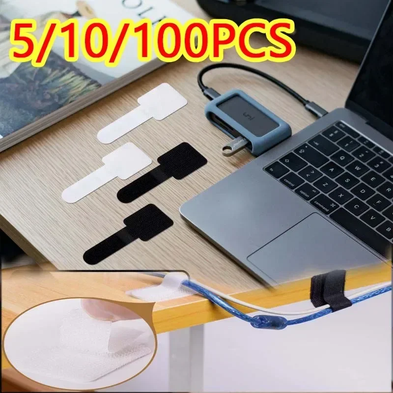 Wire organizer reusable cable ties fastening cord rope holder desk management self adhesive adjustable