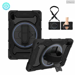 Rugged Shockproof Tablet Case with Stand and Strap - Universal Fit for MatePad T10 T10S (01 Black Black)