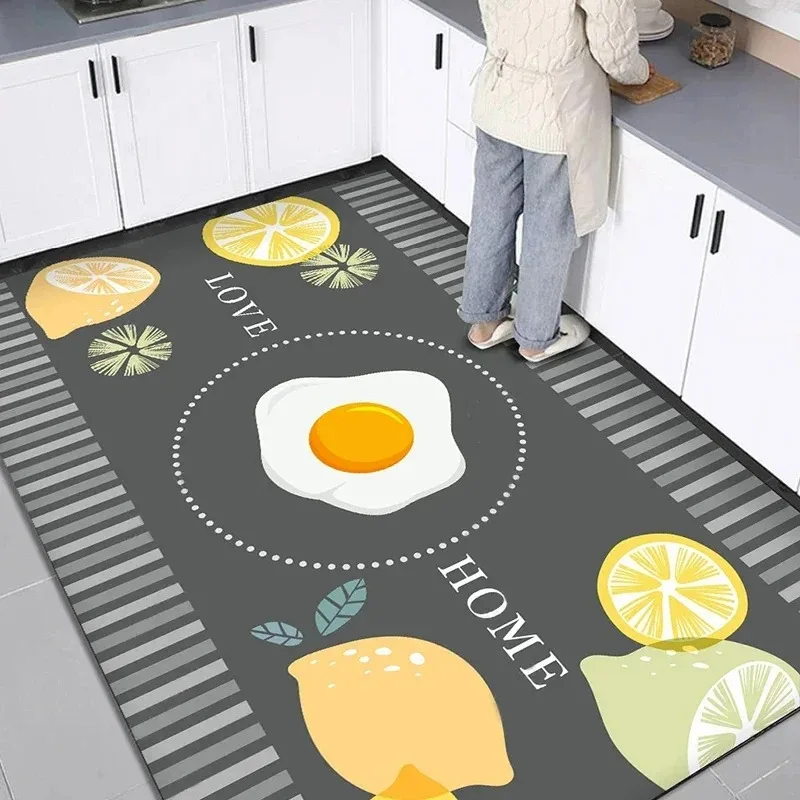 Kitchen Gray Carpet Pvc Floor Mats Waterproof Non-slip Leather Mat Home Decor Cartoon Rug Large Area Rugs 주방 카펫 Alfombra Cocina 3