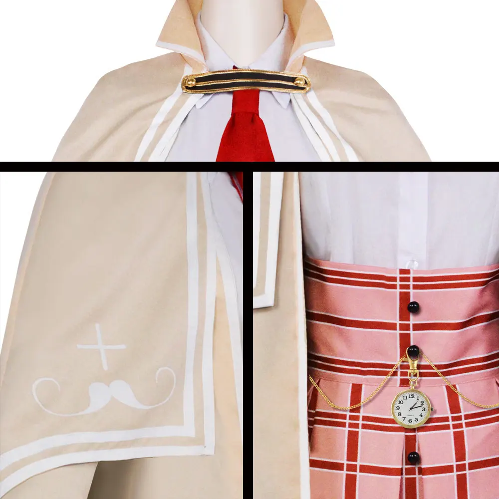 VTuber: Hololive Amelia Watson | Khaki Uniform Cosplay Costume 24 Hololive Amelia Watson School Uniform Cosplay Costume for Women (Unofficial)