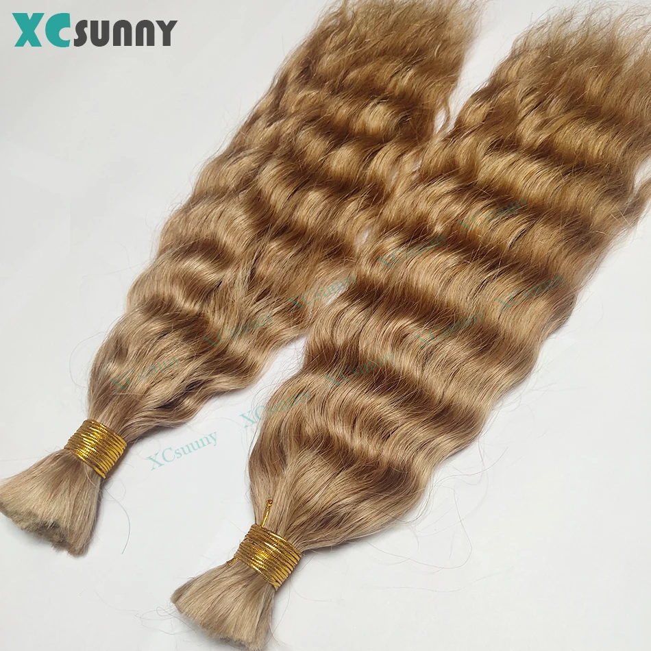 Bulk Human Hair For Braiding Wet And Wavy Bulk Hair For Boho Braids Double Drawn Human Bundles Water Wave Women