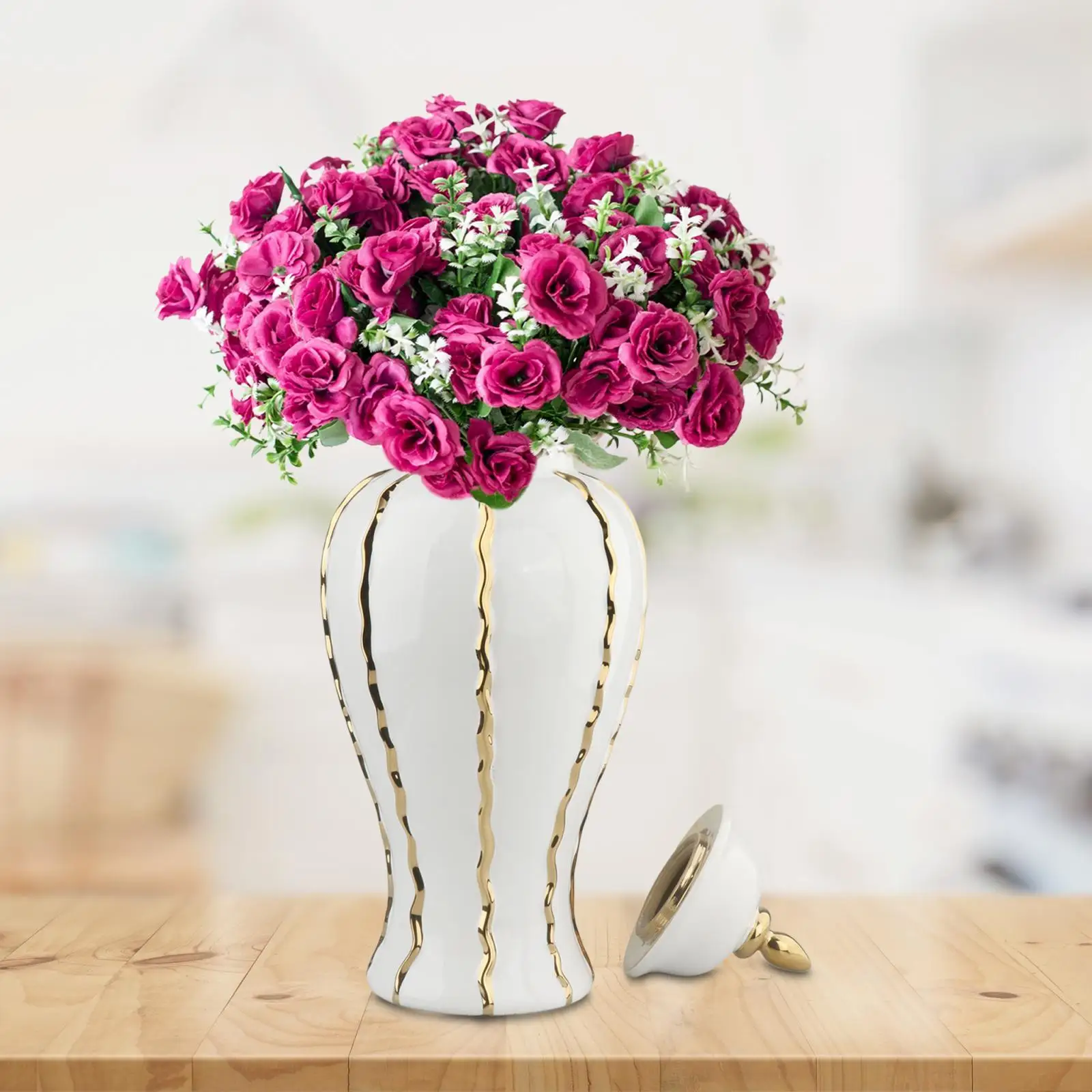 Ceramic Flower Vase Porcelain Ginger Jar for Housewarming Cabinet Office