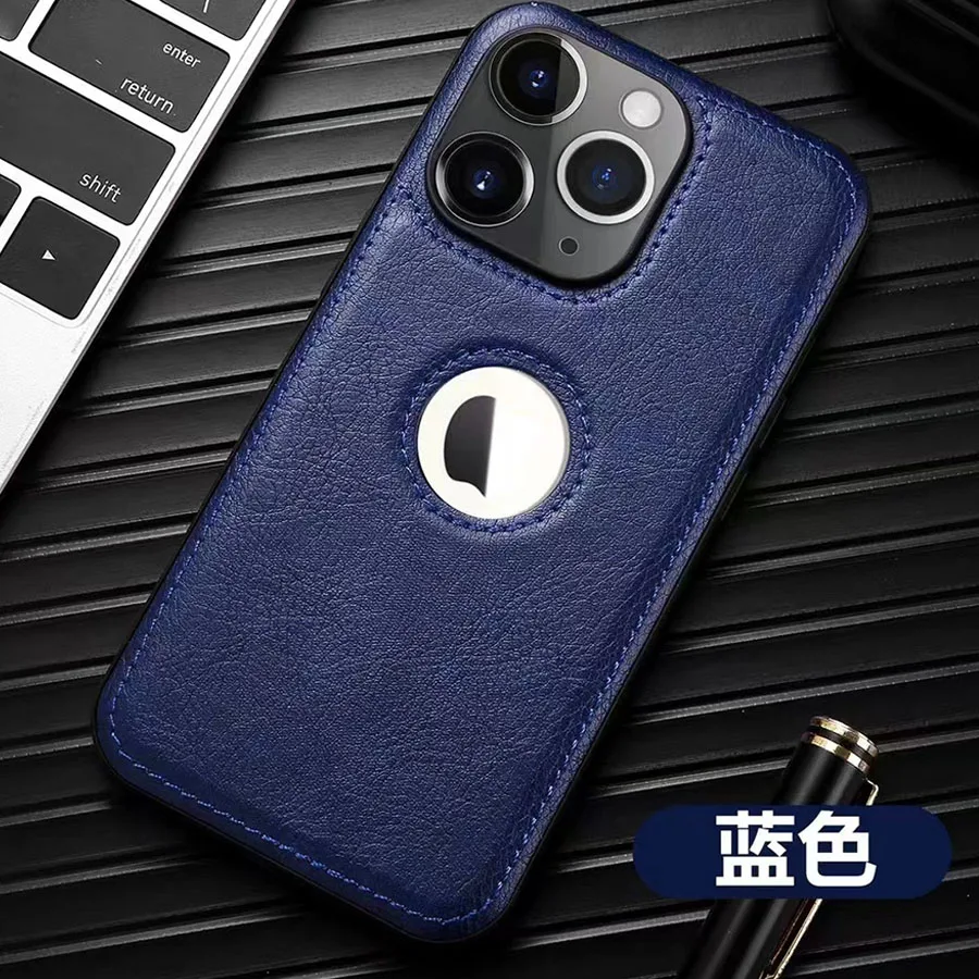 Deluxe Leather Phone Case with Original Logo and Silicone Lens Protection