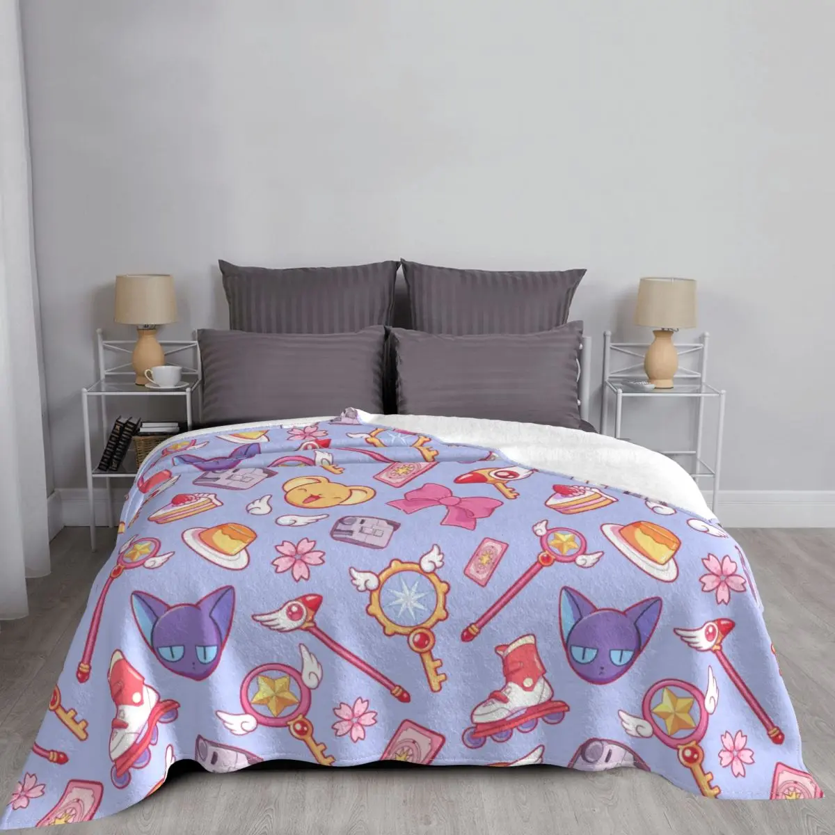 Cardcaptor Sakura Blankets Flannel Anime Cute Keroberos Japan Manga Super Warm Throw Blanket for Bedroom Sofa Bed Rug