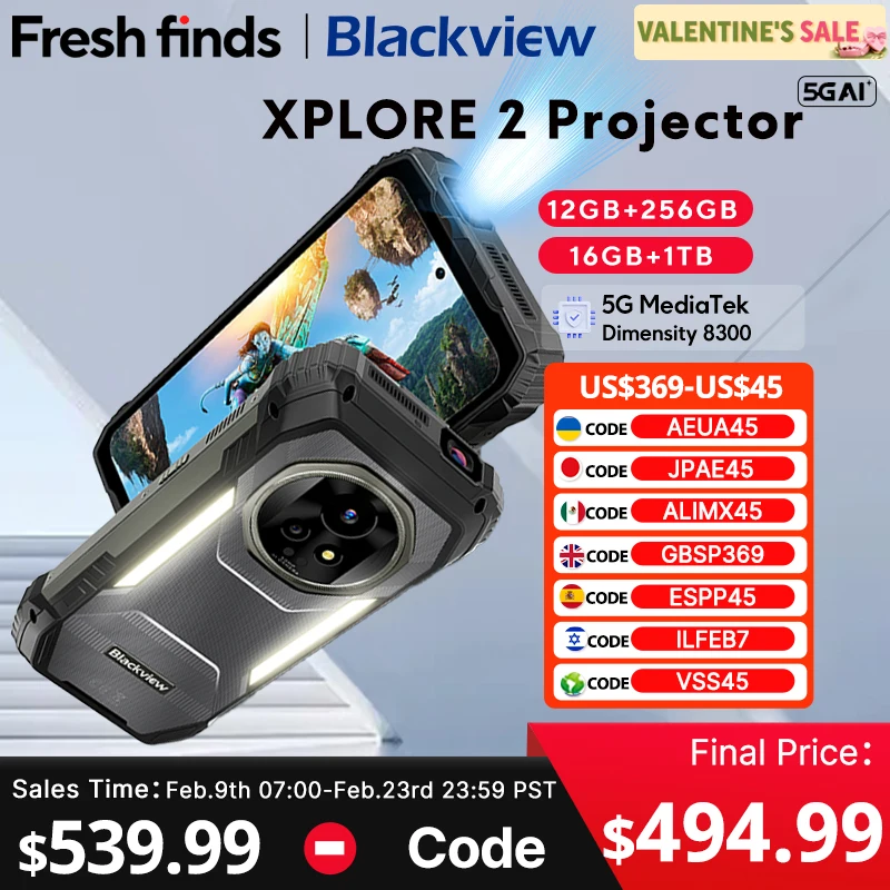 New Blackview XPLORE 2 Projector 5G AI Rugged Phone 6.73” 3.2K