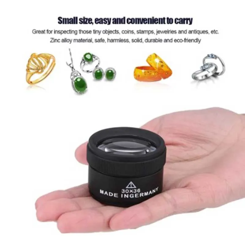 Magnifying Glass 30x36 Optical Portable Pocket For Jewelry Coin Stamps Watch Repair