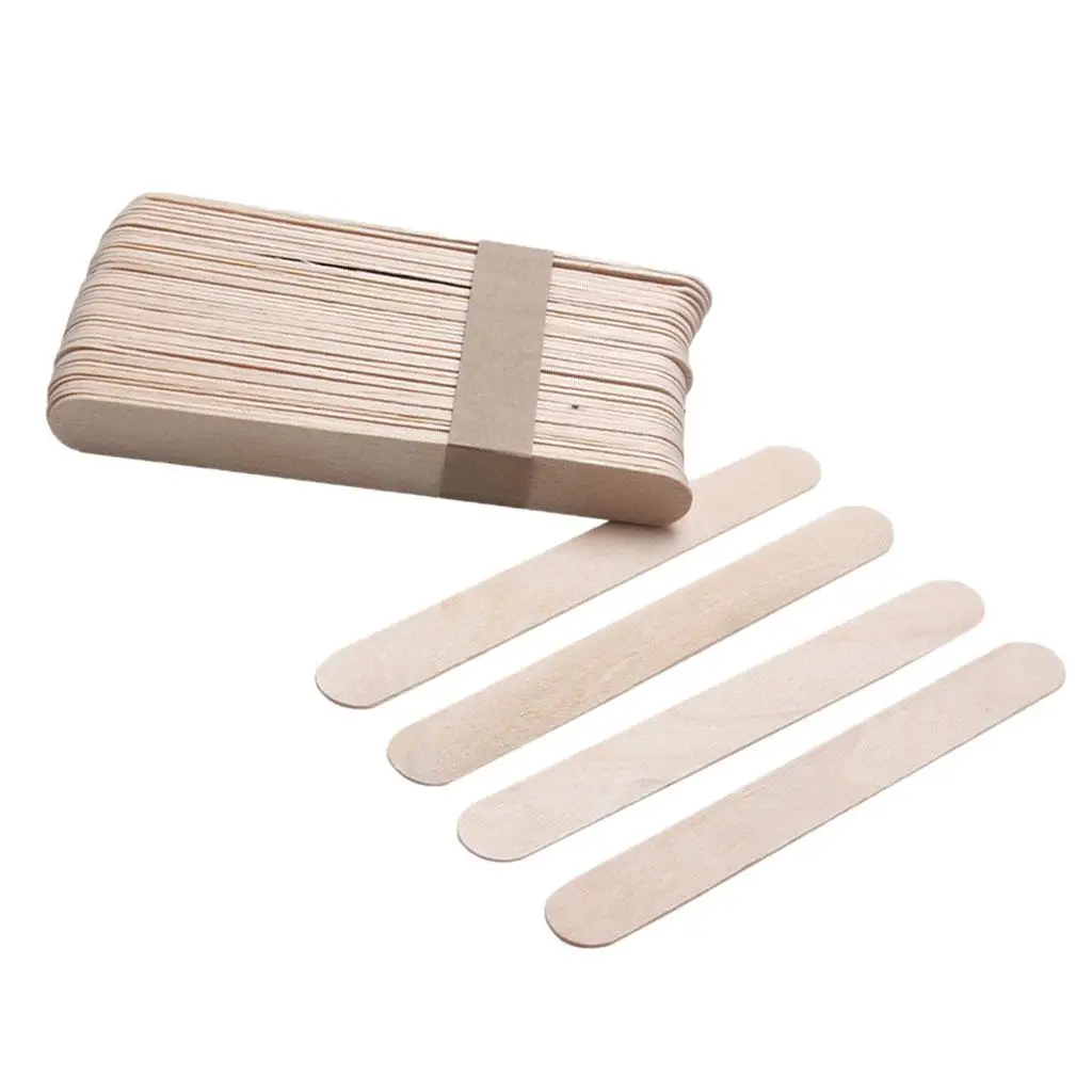 50 Pcs Wood Hard Wax Beans Spatula Set Wax Applicators Scrapers Sticks for Salon Home Face Eyebrows Body Beauty Wax Bean Stick 2